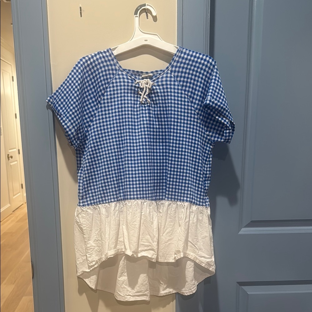 Zara Blue and White Gingham Top